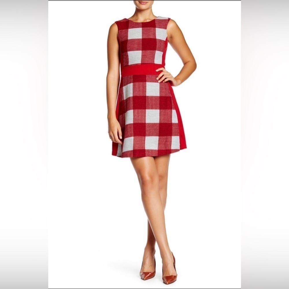 Coco & Tashi Red Plaid A-Line Mini Dress